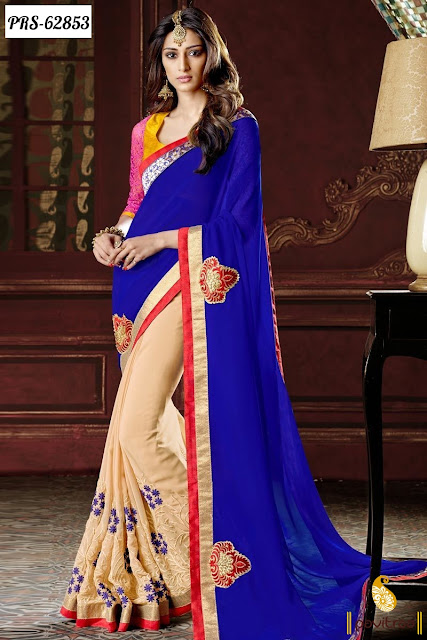 Latest Designer Beige Color Art Silk Party Wear Sarees Online Shopping with Lowest Cost Rate Price at Pavitraa.in