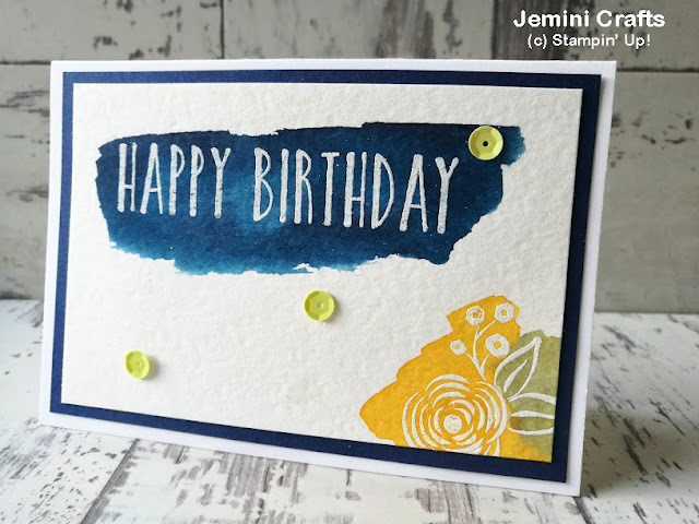Embossed birthday card with Brushos watercolour powder.