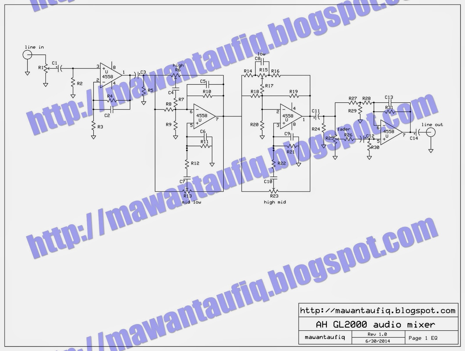 4 band audio mixer equalizer schematic mawan taufiq