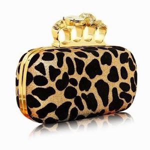 Metro Shop Fashion Punk Skull Ring Small Sexy Leopard Print knuckle Shoulder Clutch Evening Bag Women