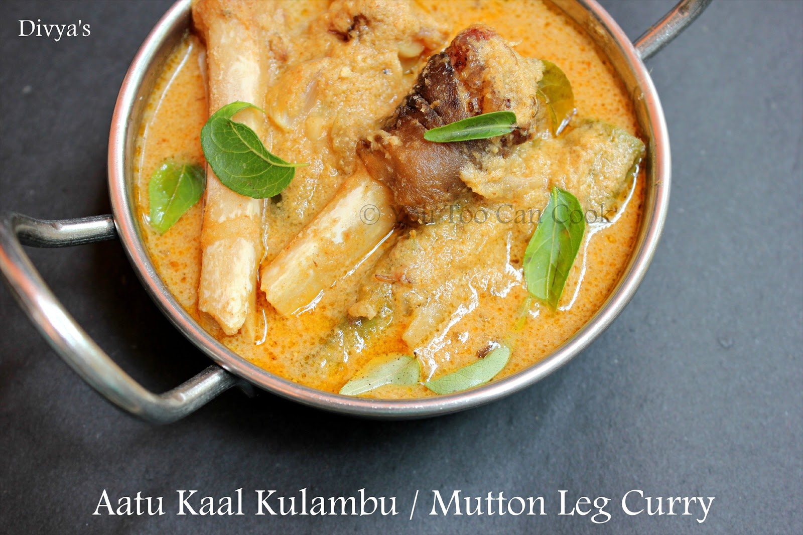 Aatu Kaal Kulambu / Mutton Leg Curry Using Drumsticks & Brinjals