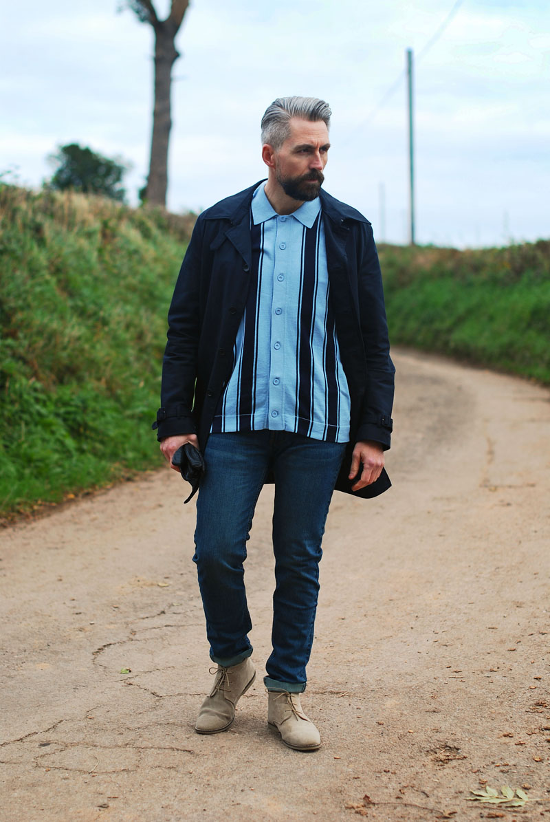 skinny jeans and polo shirt