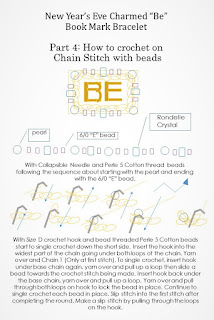 Part 4: New Year's Eve Charmed "Be" Bookmark Bracelet How to crochet with beads on Chain Stitch