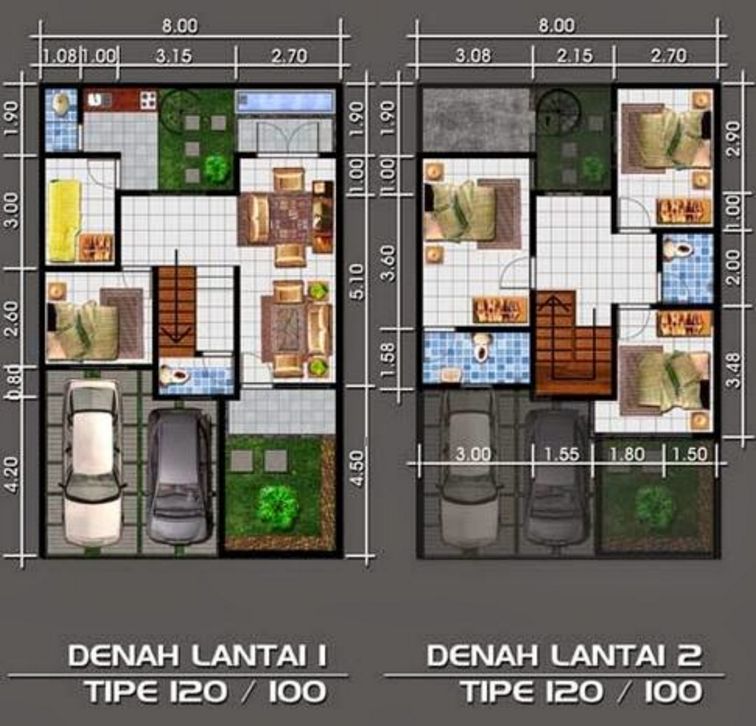 35 Denah Terbaik Rumah Minimalis Sederhana 2 Lantai Rumahku Unik