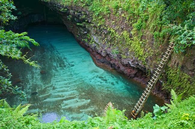 An unusual Location: To Sua Ocean Trench in Samoa With The Incredible Small Beach