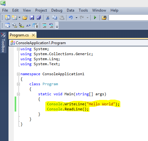C# - 'Hello World' Console Application program. | Automation Home