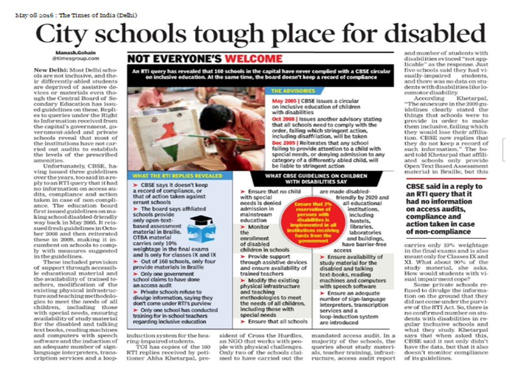 Subhash Vashishth's Blog RTI reveals Delhi's Schools not compliant to CBSE guidelines on