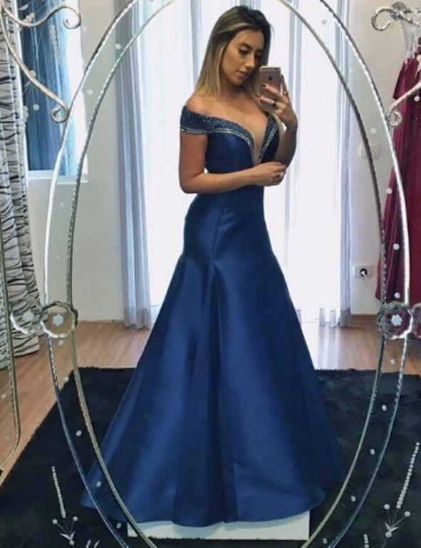 vestido de festa azul