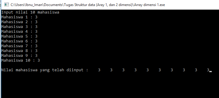 Contoh program bertipe Array satu dimensi dengan menggunakan bahasa C ...