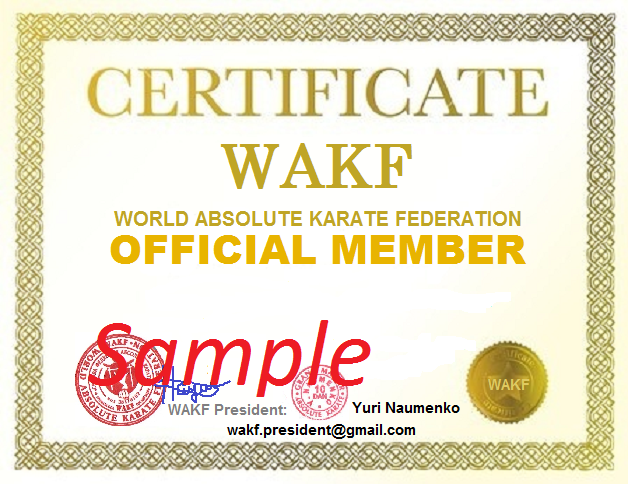 WORLD ABSOLUTE KARATE FEDERATION ( W.A.K.F. ) -------- 世界連盟絶対空手