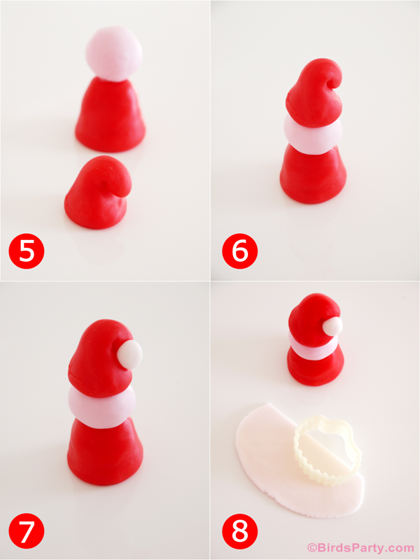 DIY Cupcake Toppers Père Noel en Pâte à Sucre | BirdsParty.fr DIY Cupcake Toppers Père Noel en Pâte à Sucre | BirdsParty.fr