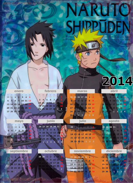 calendario 2014 naruto
