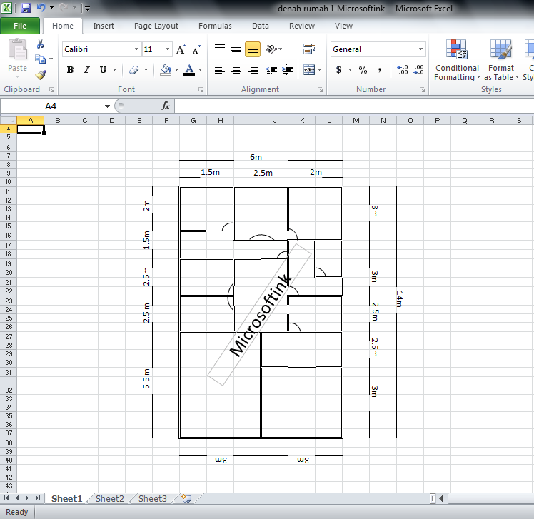 Membuat Denah Rumah dengan Microsoft Excel Microsoftink