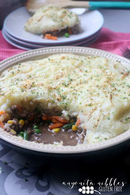 This classic gluten free shepherd's pie is bursting with seasonal vegetables, succulent steak mince and topped with luscious velvet twice-baked mashed potatoes!