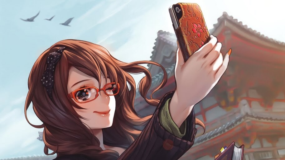 Anime, Girl, Glasses, Selfie, 4K, #4.2422
