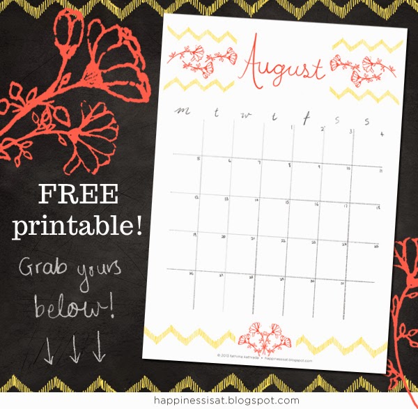 August Calendar Free Printable Download!