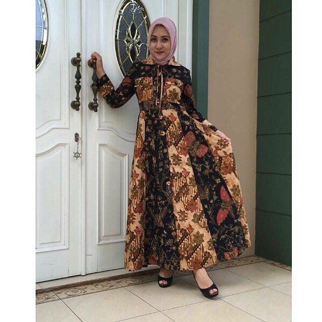 model baju gamis batik wanita muslimah