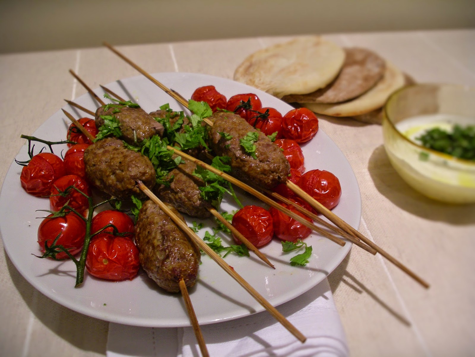 KITCHEN IN THE SAND Kofta Kebabs with yogurt sauce