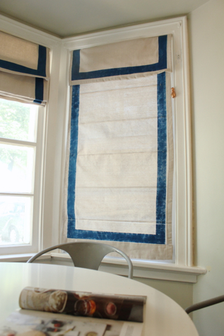 Bluet Clover Making Drop Cloth Roman Shades On Grosgrain Ribbon I Used What Had Fabric Medium And Navy Latex Paint Figured If D The Painted Look Could Always Sew Over