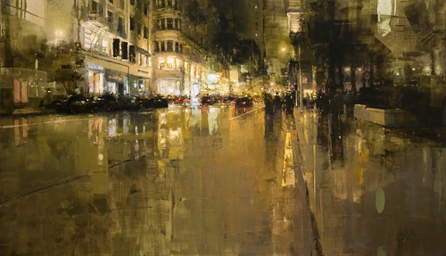 02-Union-Square-in-Yellow-Jeremy-Mann-Figurative-Painting-in-Cityscapes-Oil-Paintings-www-designstack-co