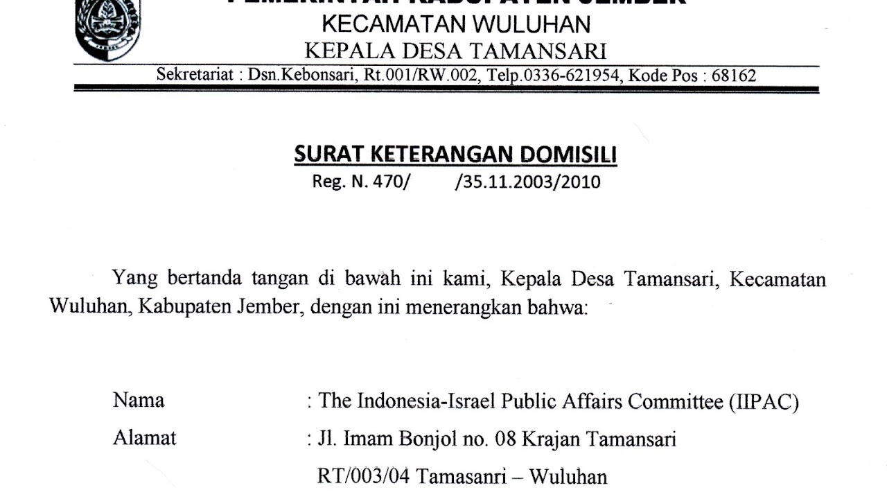 Contoh Surat Keterangan Penduduk Dari Desa