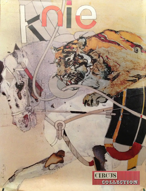 dessin de l'artiste Hans Falk "le tigre a cheval" numéro présenté par Mary-José Knie 