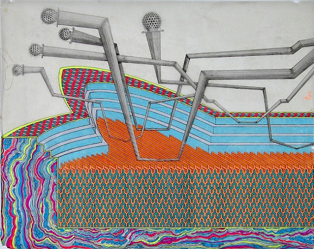 Arte, dibujo contemporaneo, pencil drawing, "The Pool of the Holy Sea" por Joseph Burwell, 2006.