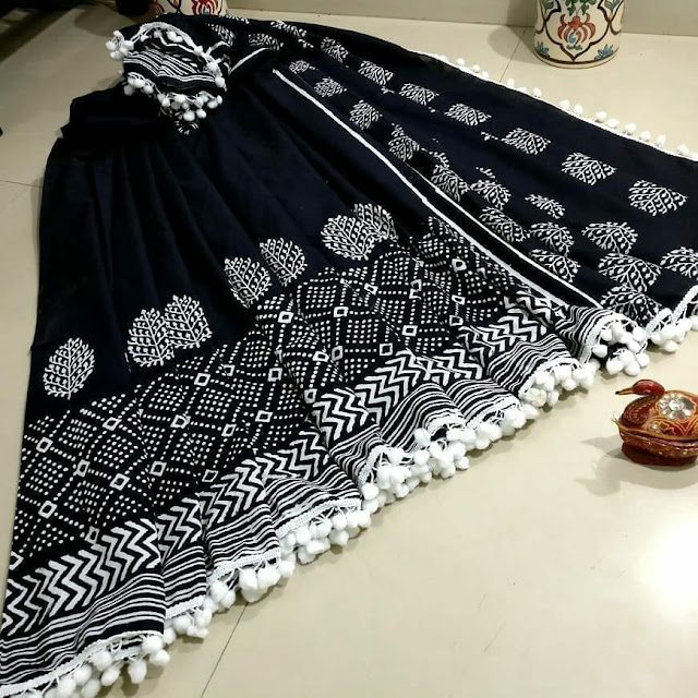 New Arrival  |  Indigo Pom Pom Sarees online