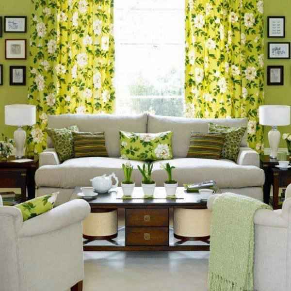 Green Curtain for Living Room Design Ideas Modern House Pictures