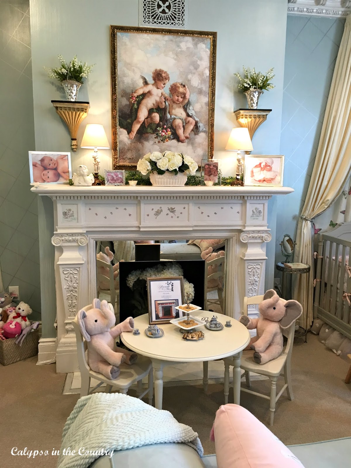 Fireplace in a baby girls' room