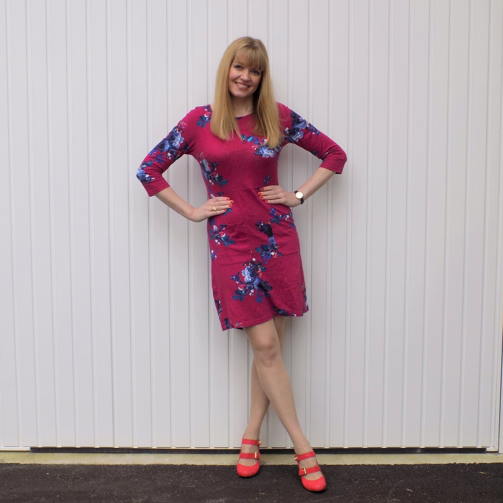 bright pink floral dress