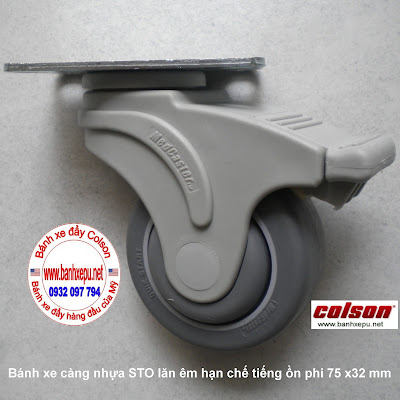 Bánh xe đẩy cao su y tế có khóa chịu lực 70kg | STO-3856-448BRK4 www.banhxepu.net