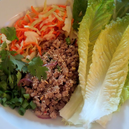 Larb:  A Laotian/Thai minced meat salad made with ground pork (or chicken), fish sauce, lime juice, toasted ground rice, and fresh herbs/vegetables.