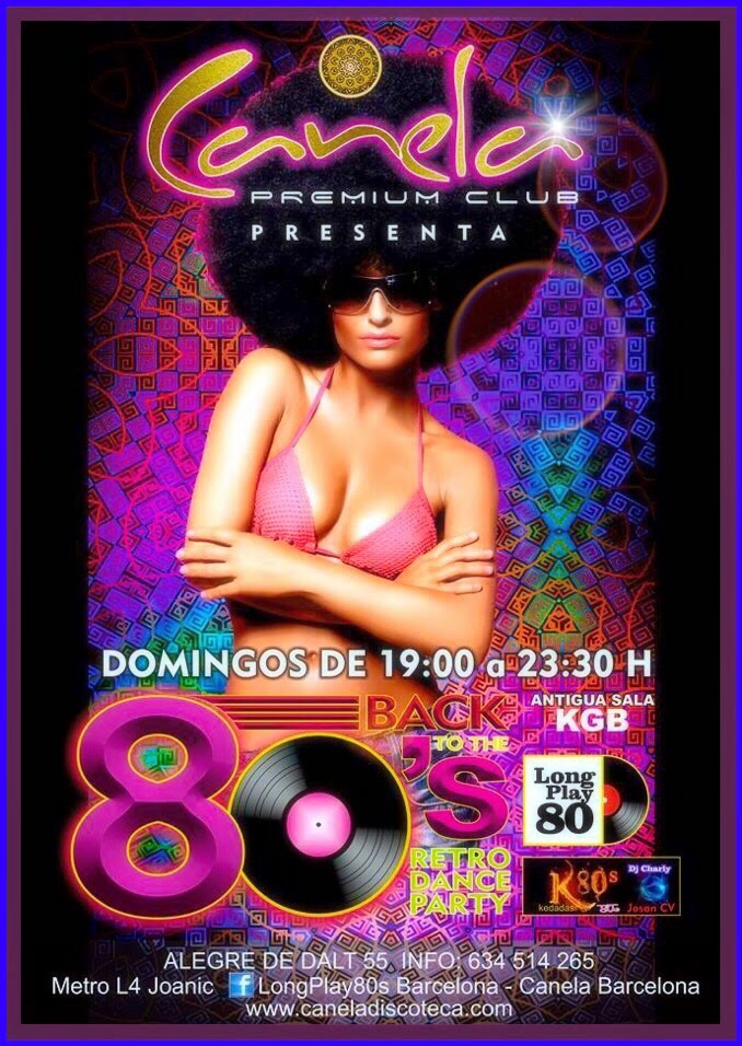 Flyer Sesiones 80's Domingos en Canela Premium Club