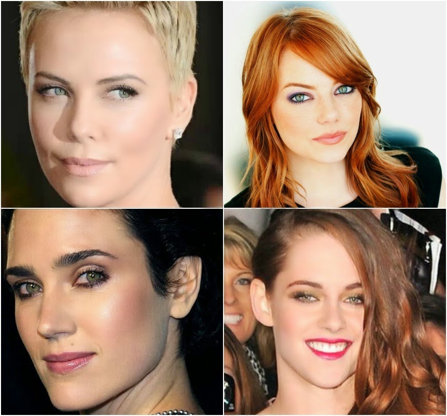 celebrities de ojos verdes y maquillaje