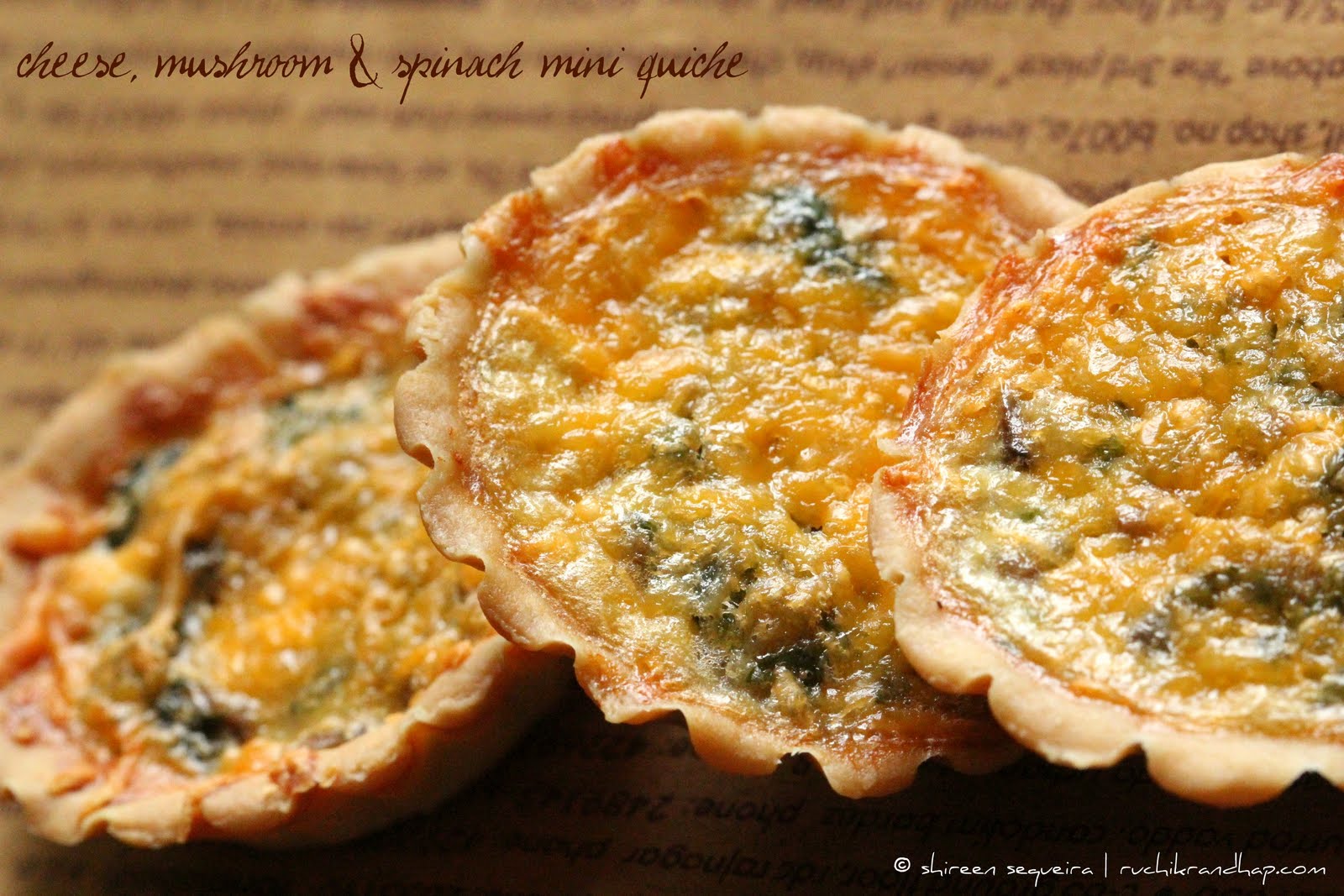 Cheese, Mushroom & Spinach Mini Quiche - Ruchik Randhap