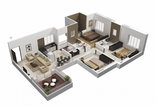 Desain Rumah Modern Insprasi 25 Denah Desain Rumah Modern 3D Sederhana dan Minimalis 3 Kamar