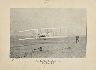 First flight photo signed by Orville Wright