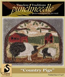 Country Pigs Punchneedle 4.5" by 6"