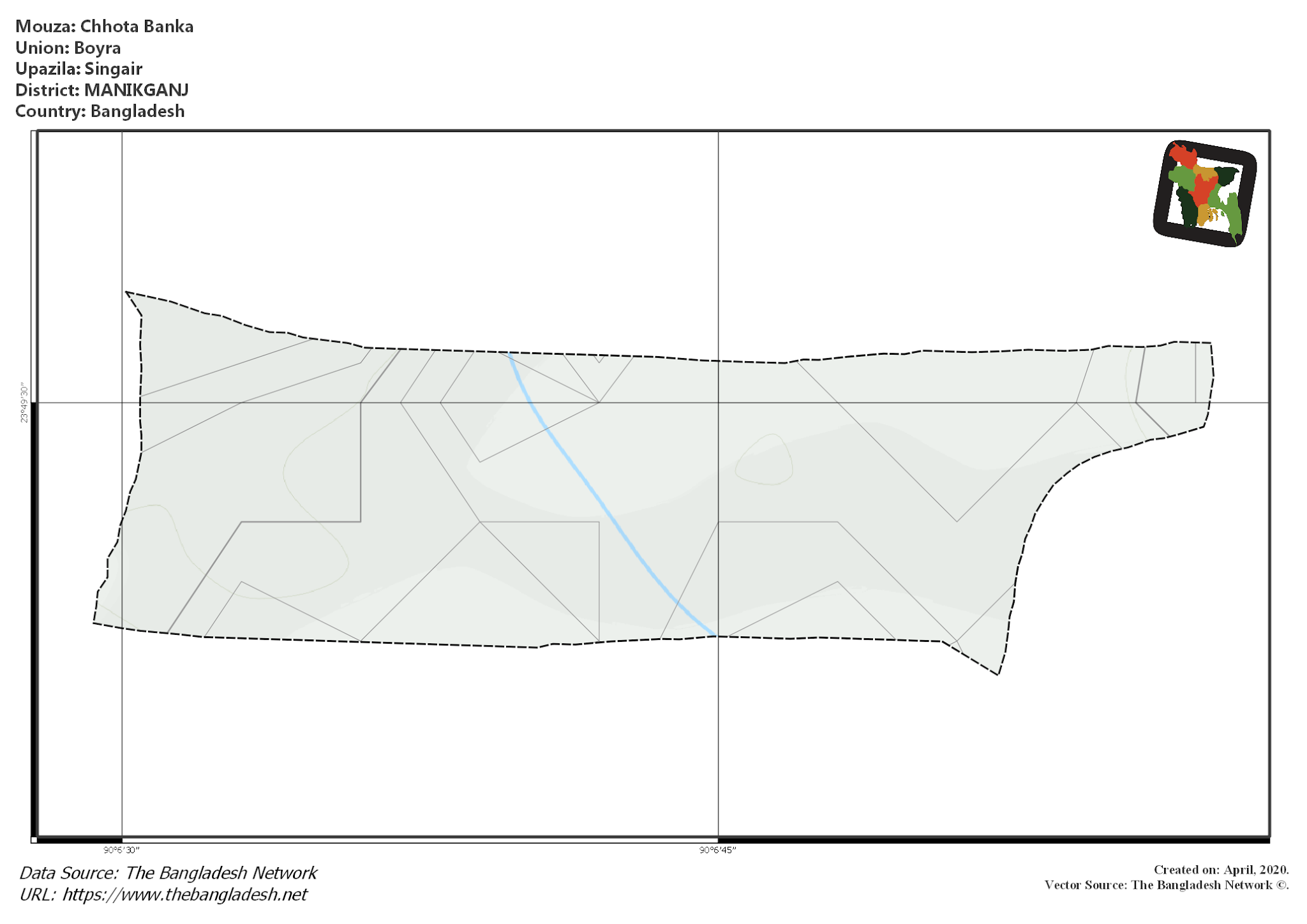 Map of Chhota Banka Mouza of Singair Upazila, MANIKGANJ, Bangladesh.