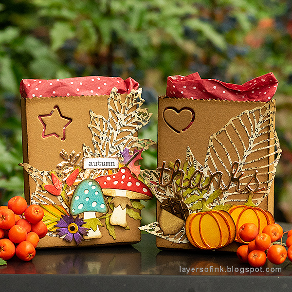 Layers of ink - Autumn Gift Bags Tutorial by Anna-Karin Evaldsson Layers of ink - Autumn Gift Bags Tutorial by Anna-Karin Evaldsson with Sizzix dies by Tim Holtz.