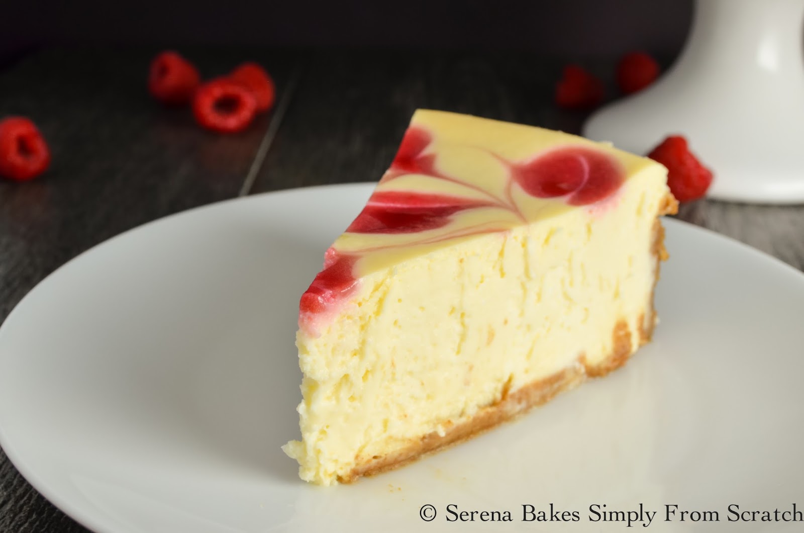 Tall Creamy Cheesecake With Raspberry Swirl Serena Bakes Simply From