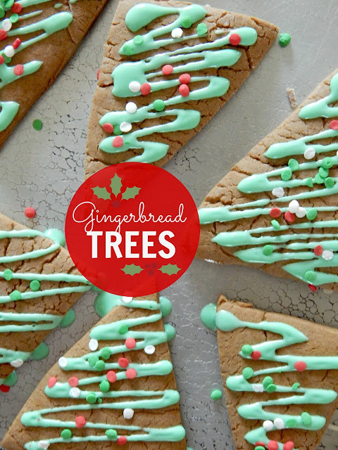 Gingerbread Tree Cookies on a baking sheet