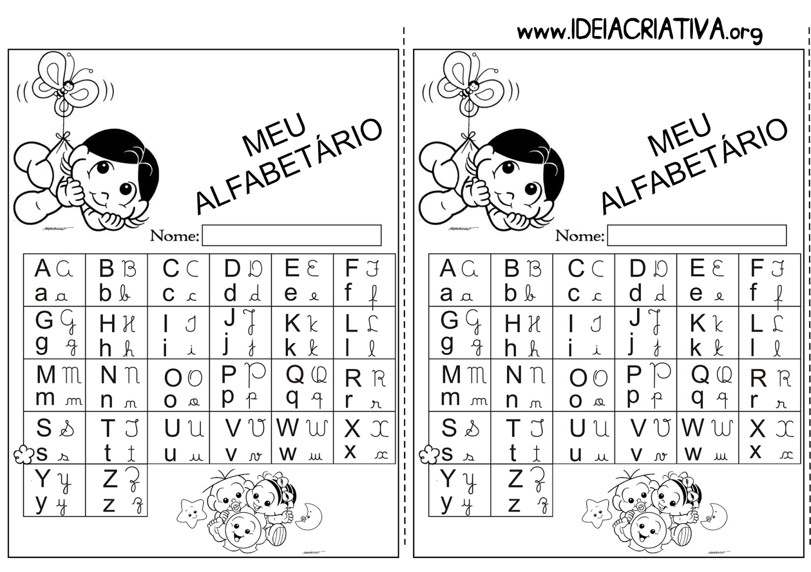 Alfabetário para imprimir Turma da Mônica Baby