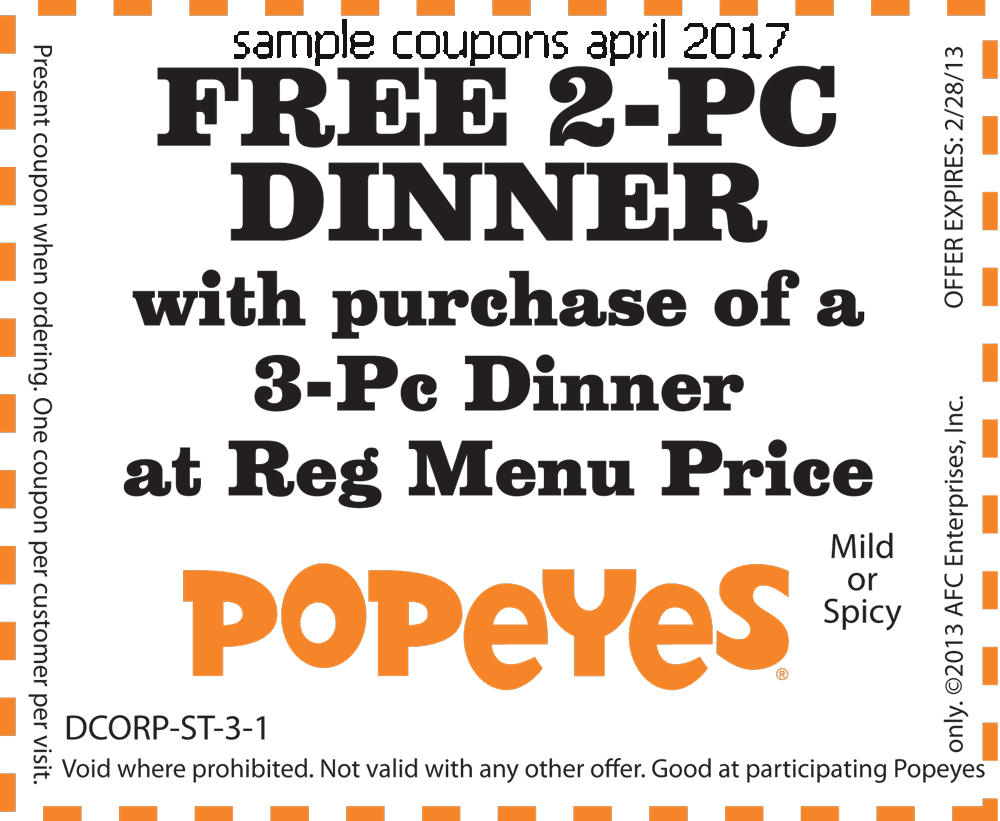 Online coupons for popeyes chicken