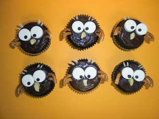 Hoot owl pumpkin chocolate muffins or frosted cupcakes