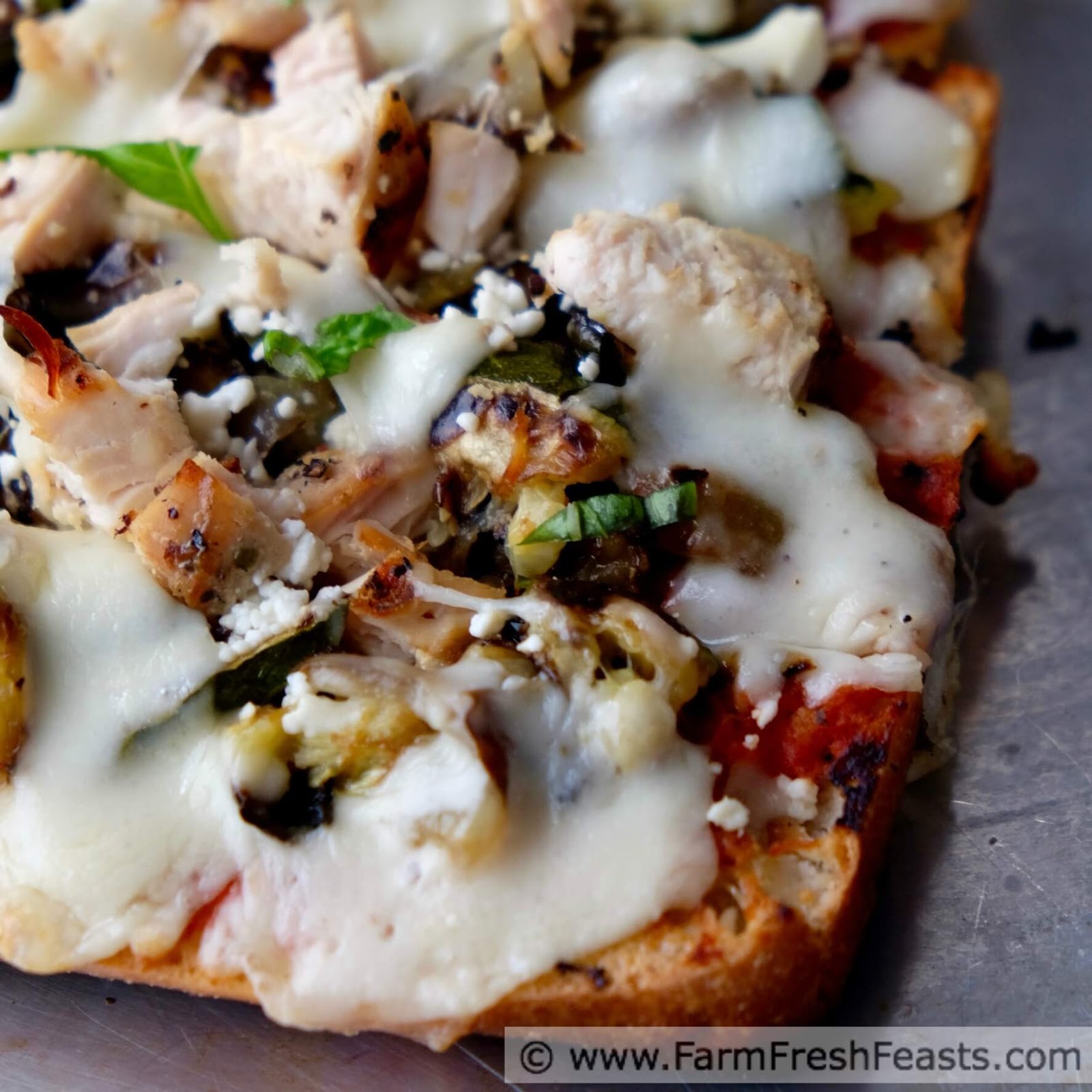 Farm Fresh Feasts: Grilled Ciabatta Pizza with Chicken and Vegetables