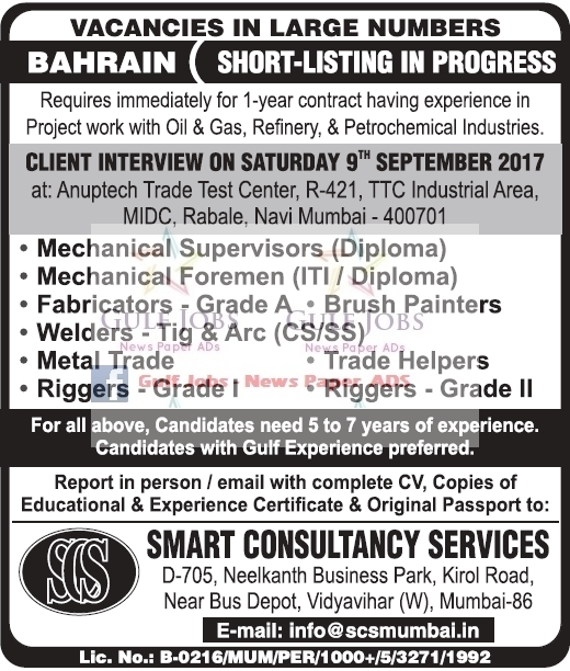 Oil & Gas Refinery Large JObs for Bahrain Gulf Jobs for Malayalees
