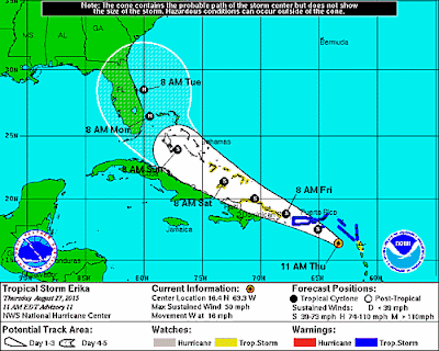 Erika apunta Puerto Rico República Dominicana.