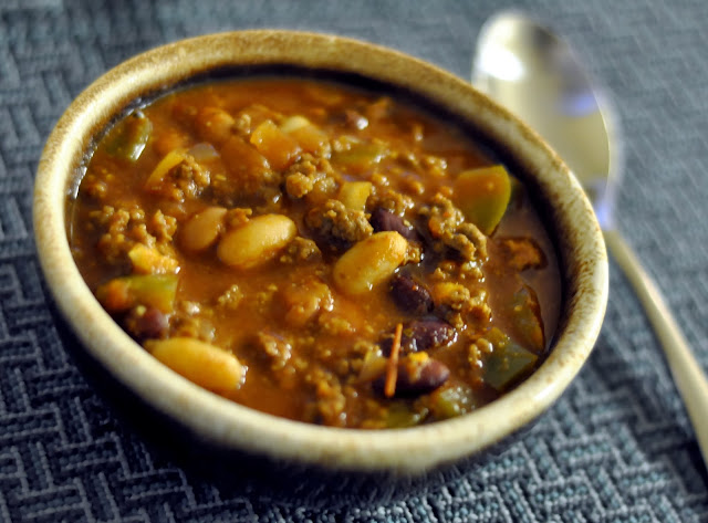 A recipe for Three Bean Chili on Taste As You Go.